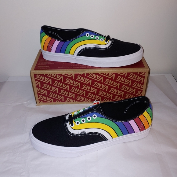rainbow lace up vans